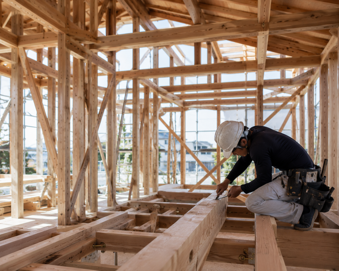 木造住宅を施工する職人